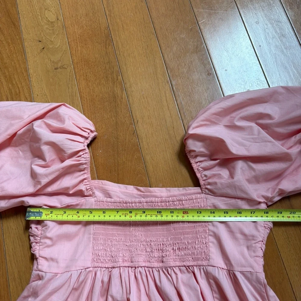Abercrombie & Fitch Pink Puff Sleeve Babydoll Mini Dress Large Petite Romantic - Picture 12 of 14